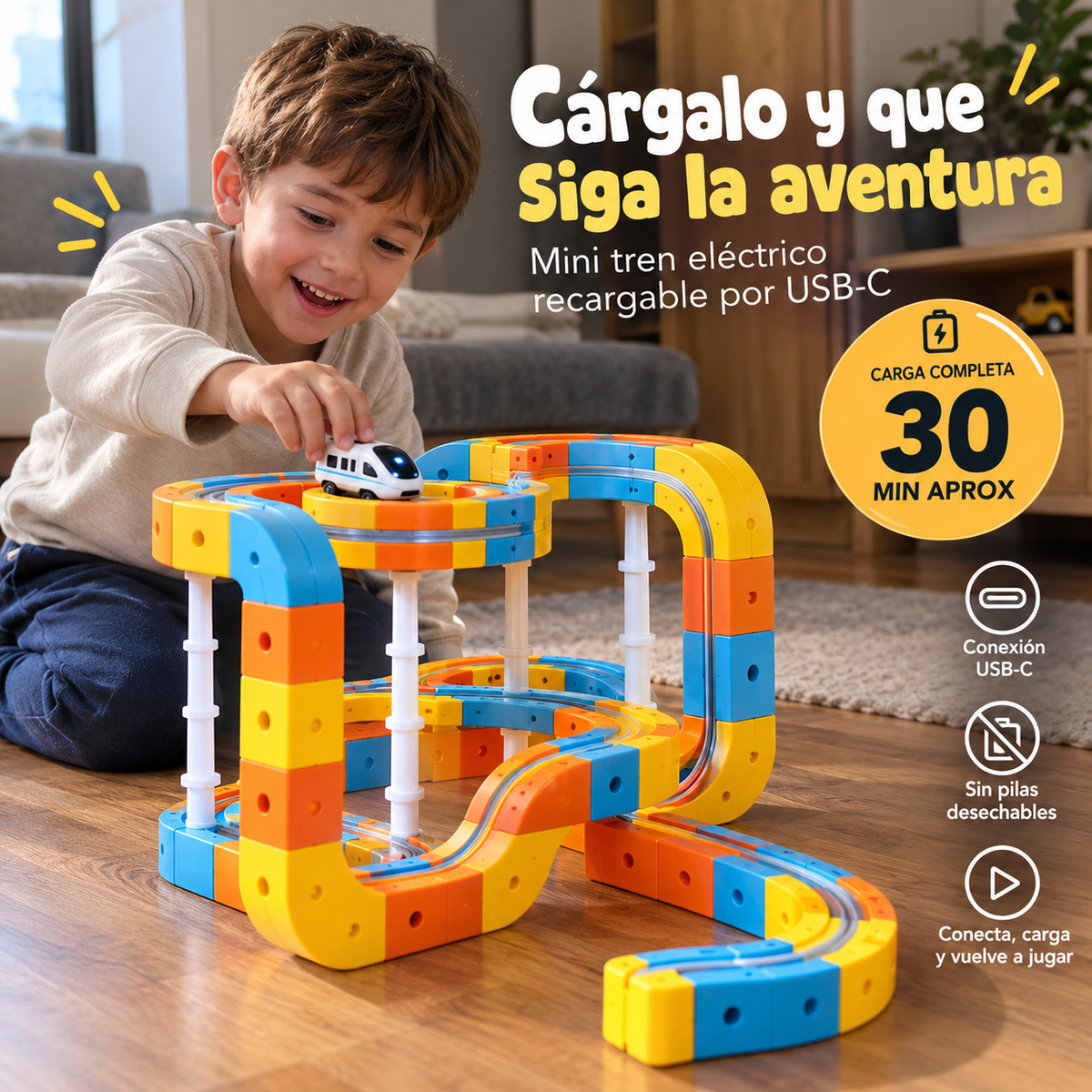 Pista Magnética 3D con Tren – Arma, Prueba y Vuelve a Inventar