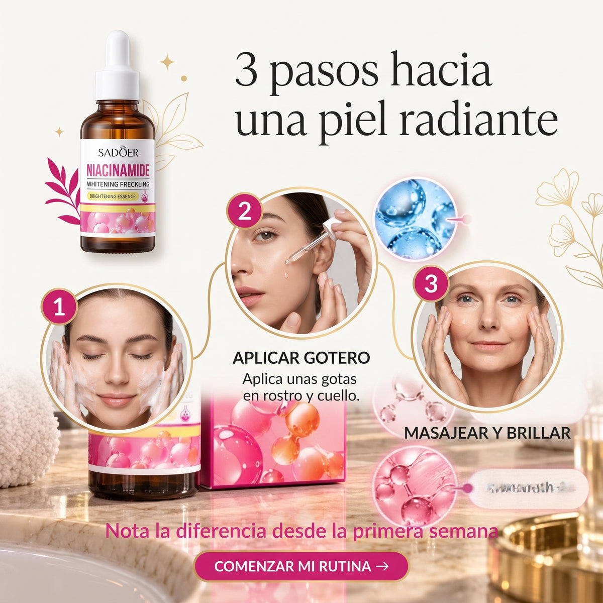 Suero facial de Niacinamida ¡Que las manchas no opaquen tu belleza natural!