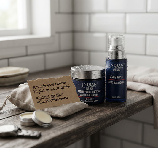 Pack Indian Collection for Men: crema facial antiedad y sérum con ácido hialurónico