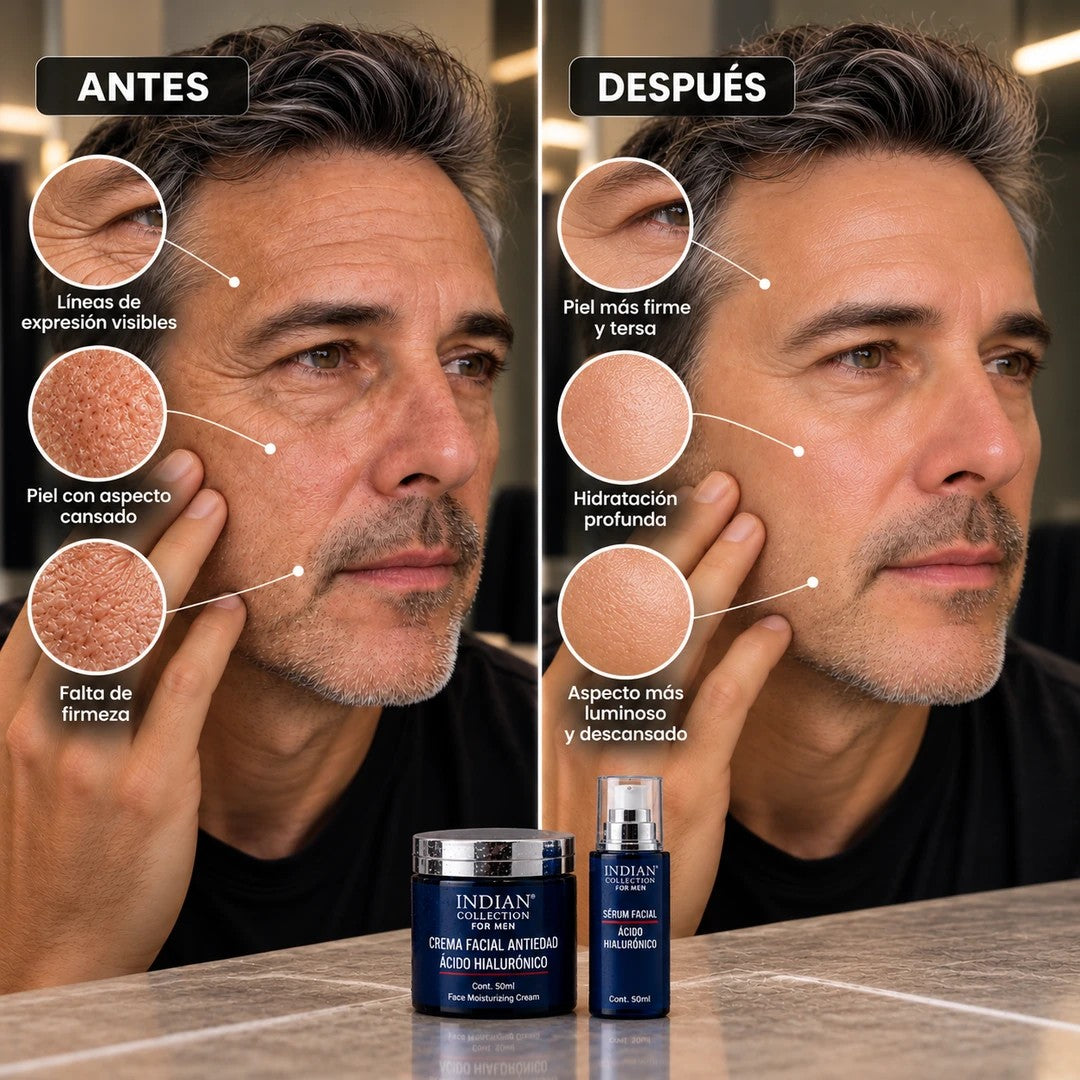 Antes y después de la rutina facial Indian Collection